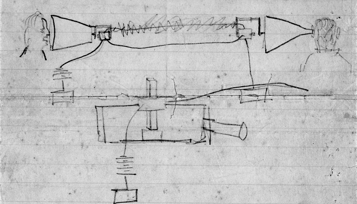 Communication diagram from Alexander Graham Bell's personal notes